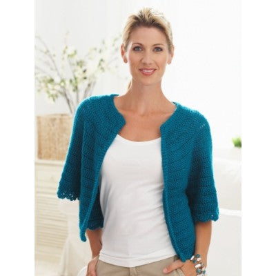 KNITTING PATTERN - Caron Latte Cakes Shawl Collar Knit Cardigan