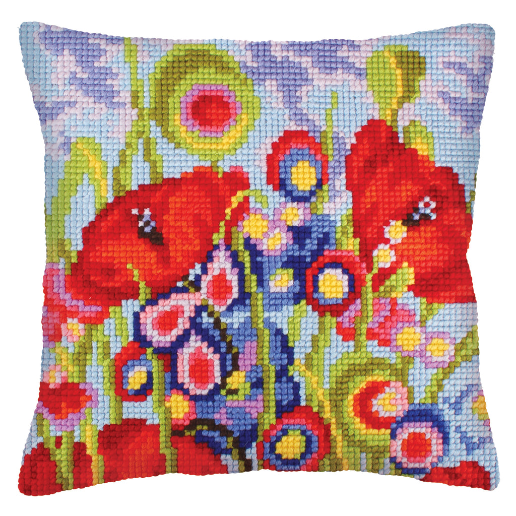 Cross Stitch Kit: Cushion: Red Poppies