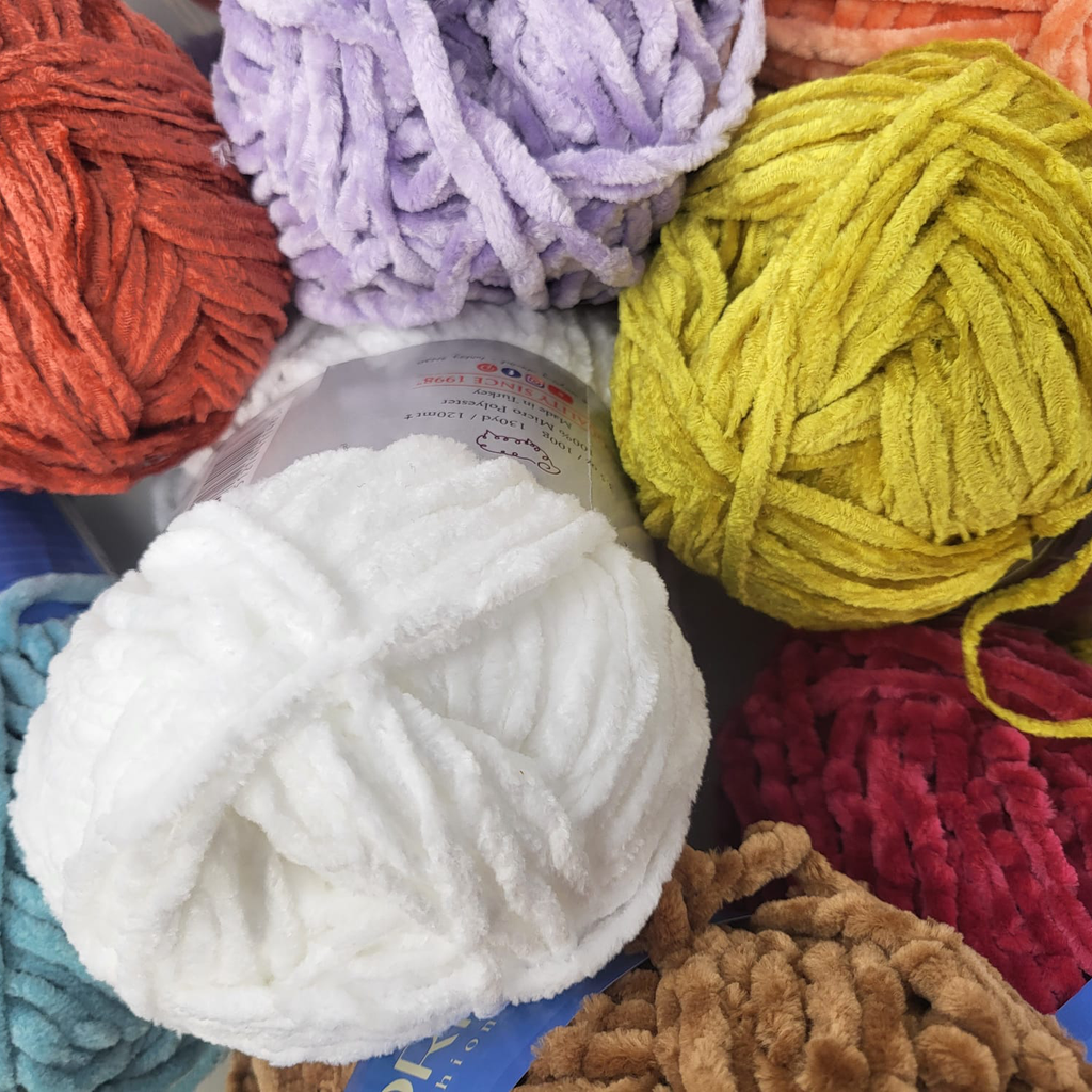 Mystery Chenille Yarn Box - 18 x 100g Balls of Chenille Yarn, 2 Balls of each colour