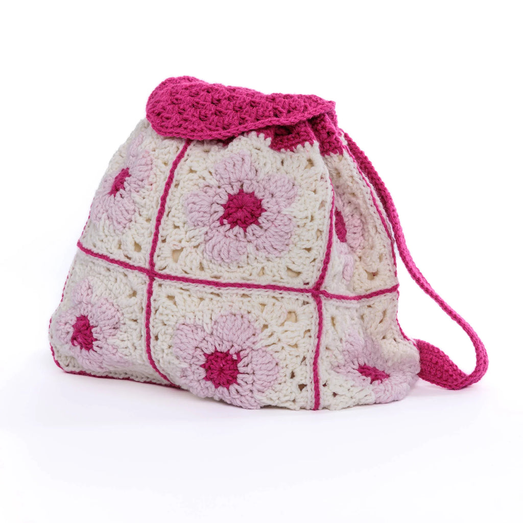 CROCHET PATTERN DOWNLOAD - Free Red Heart Crochet Flower Power Backpack Pattern