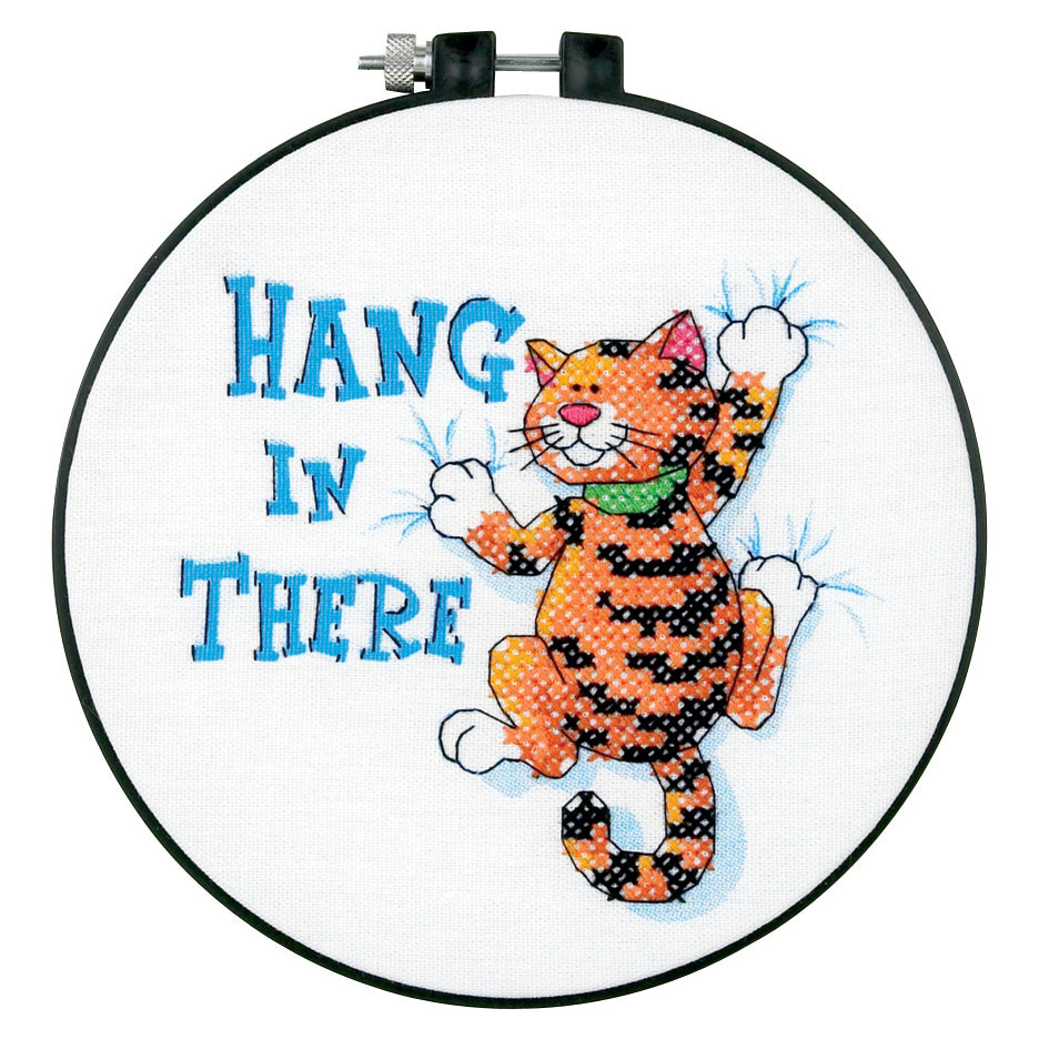 Stamped Cross Stitch Kit with Hoop: Learn-a-Craft: Hang in There