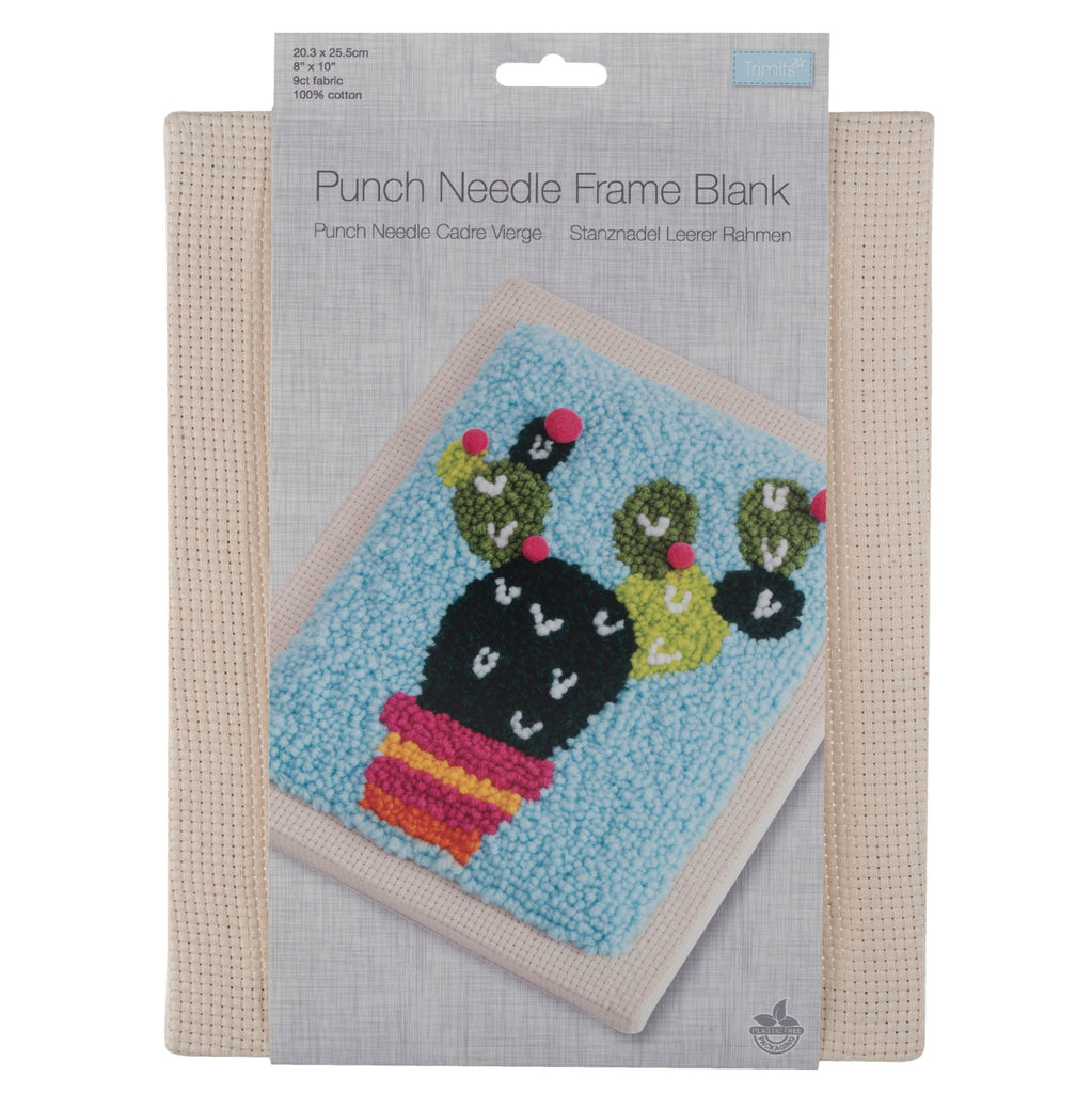 Punch Needle Fabric in Frame: 9 Count: Cream: 20.3 x 25.5cm (8 x 10in)